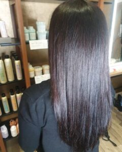 Sleek brunette hair colours Westbourne Hair Salon Simone Thomas